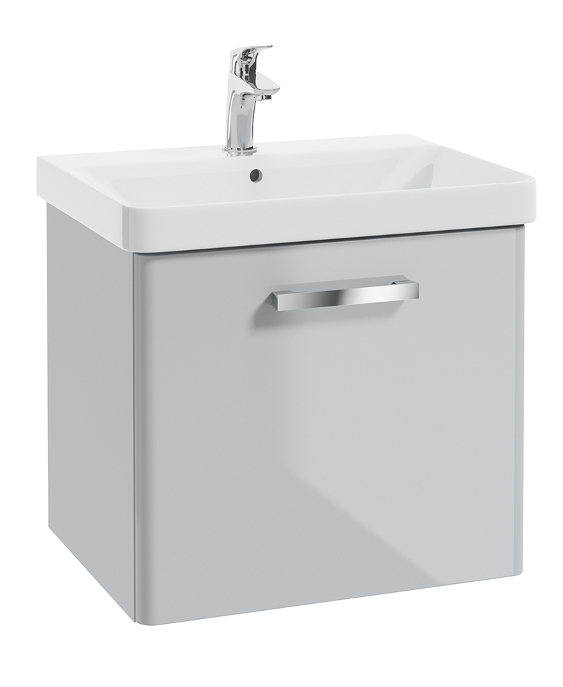 Odeon Cool Grey Gloss 60cm Wall Hung 1 Drawer Vanity Unit