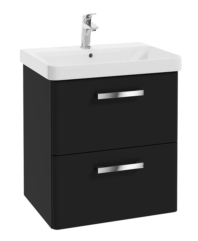 Odeon Black Matt 60cm Wall Hung 2 Drawer Vanity Unit