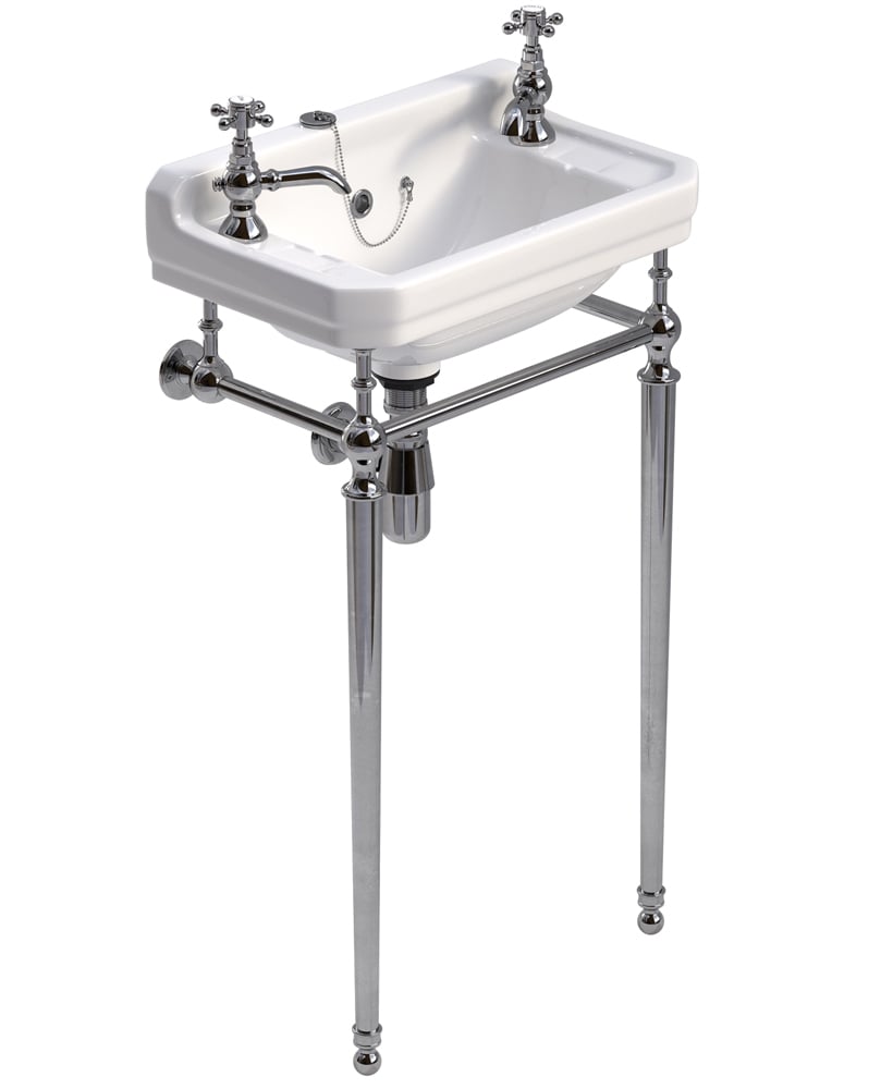 Westbury 50cm 2th Basin & Chrome Washstand