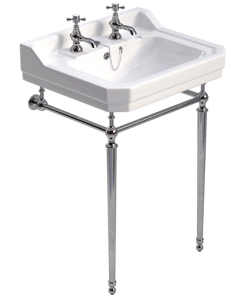 Westbury 61cm 2th Basin & Chrome Washstand